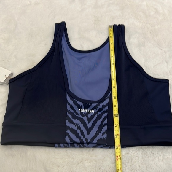 Adidas cropped athletic top size L NWT blue and purple scooped back with mesh - Picture 7 of 13